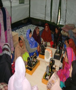 First sewing school, operated out of tent facility.